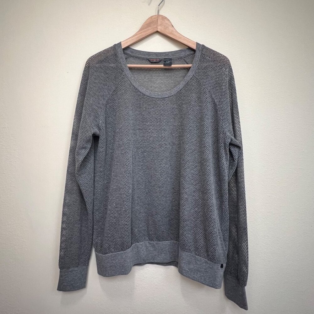 MERRELL Select Wick Open Knit Mesh Long Sleeve Top Gray Women’s Size Large